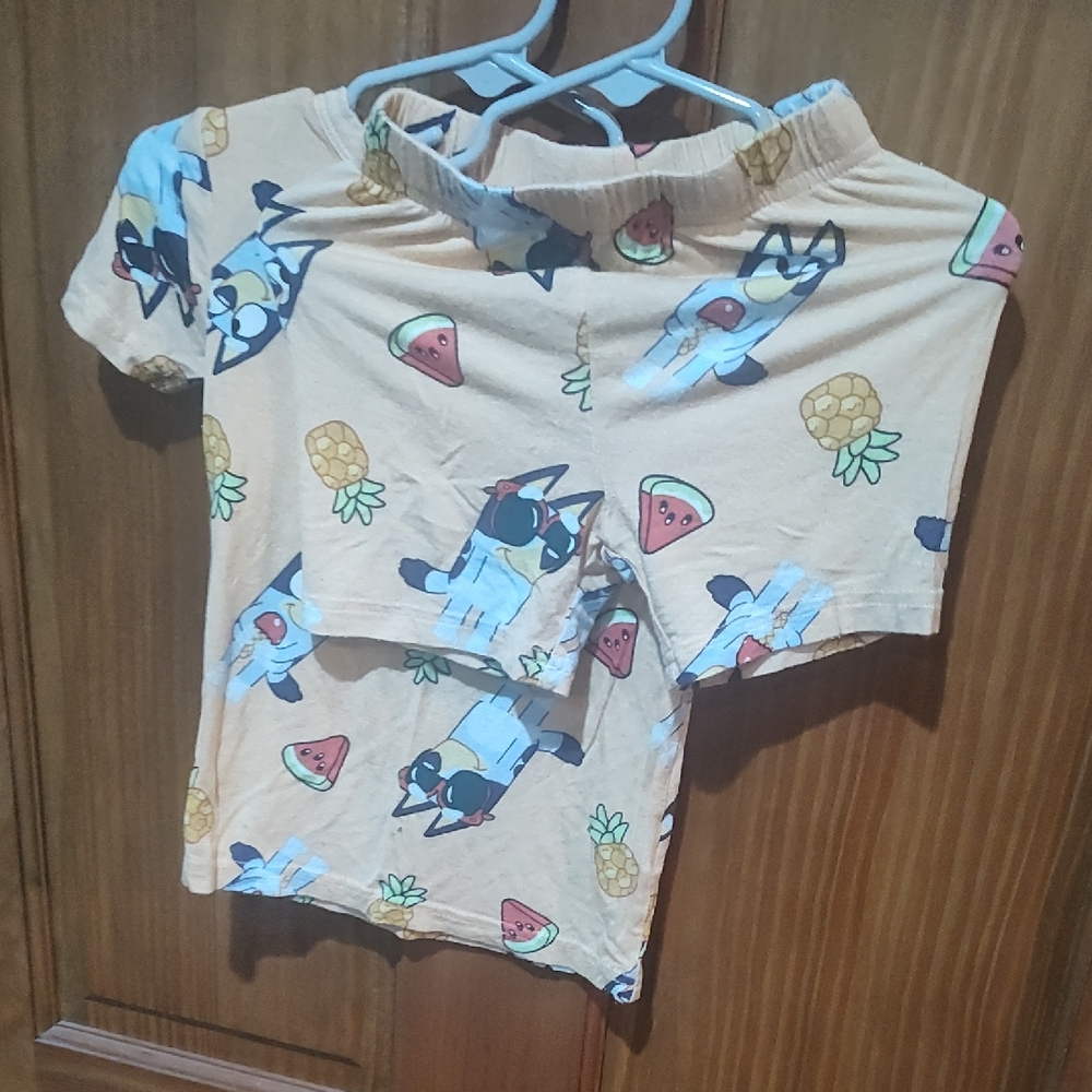 Kids Cartoon Print Pajama Set - Orange